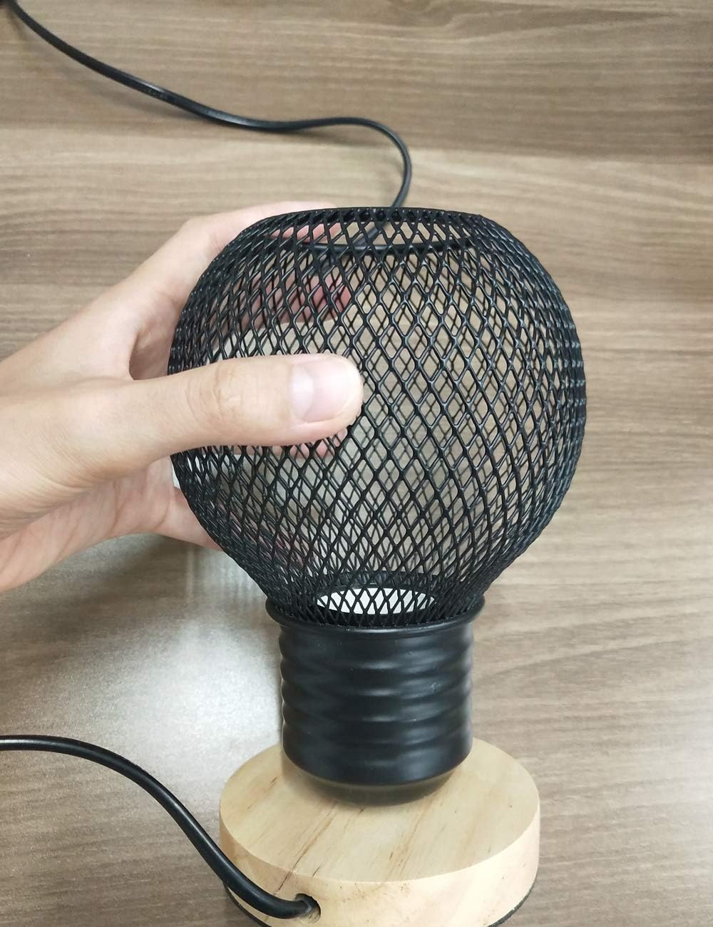 Industrial Vintage Black Metal Bulb Guard Iron Mesh Fixture Replacement Hanging Ceiling Pendant Light Holder Decorative Lamp Shade (Light Socket Not Included)