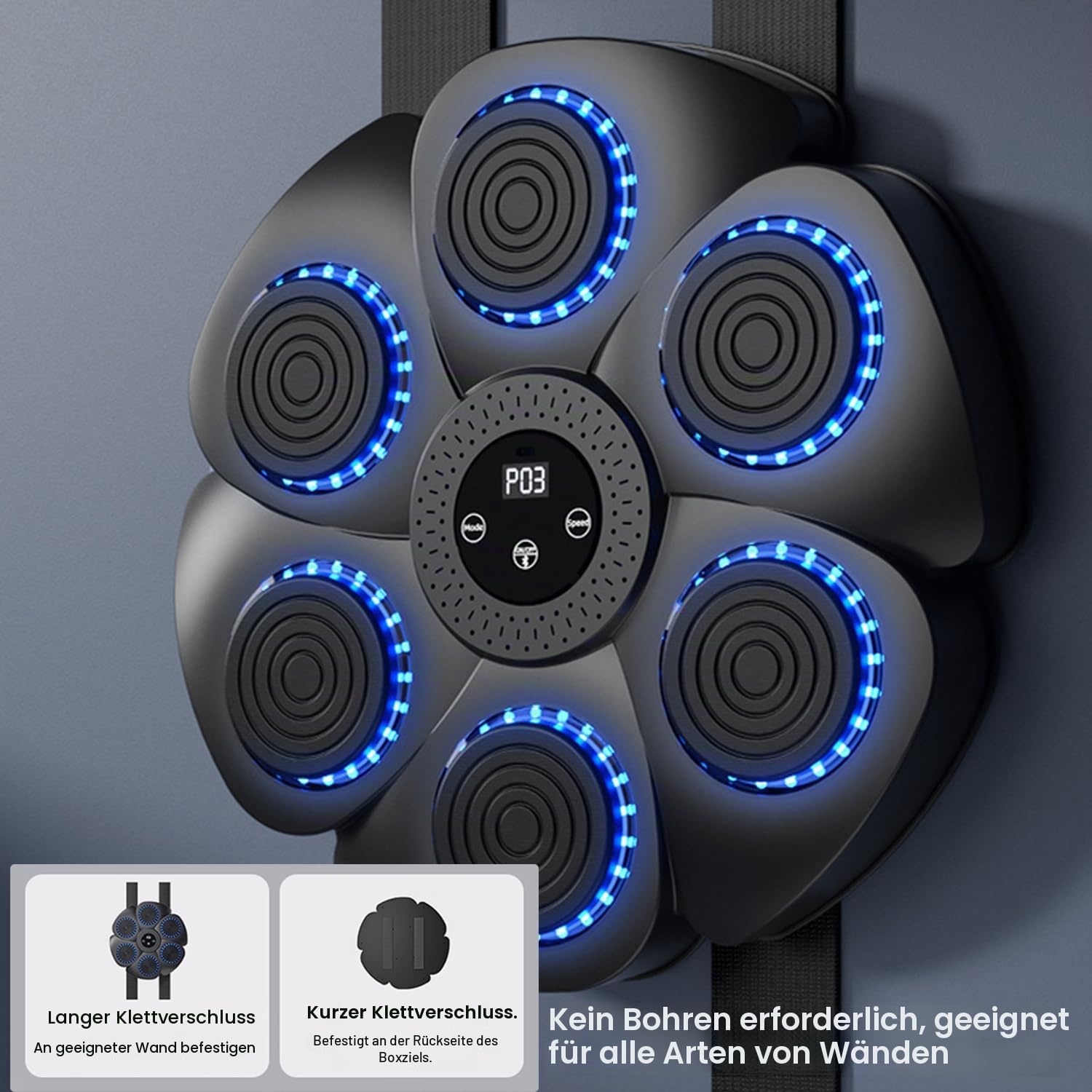 Music Boxing Machine, Musik Box Maschine mit Boxhandschuhen, Smart Musik Boxmaschine mit Bluetooth und Einstellbarer Geschwindigkeit, Wand Ziel Trainingsgeräte für Erwachsene und Kinder