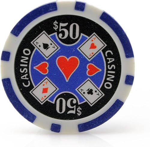 Casino Ace Chips en peso de 0.41oz, paquete de 50 (elige colores)