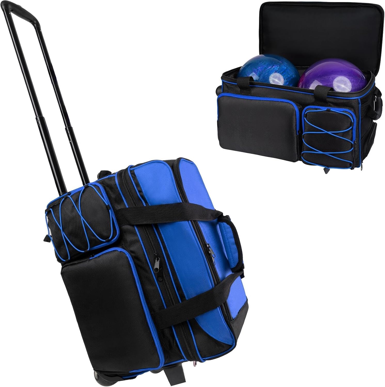 Double Roller Bowling Bag with Wheels, Large Capacity