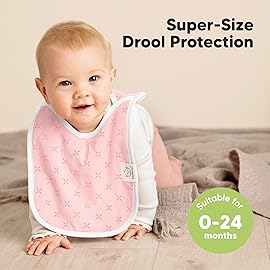 KeaBabies 8-Pack Baby Bibs for Boys, Girls - Pullover Bibs for Drooling Teething Baby Girl & Boy Toddler, Newborn, Soft & Absorbent, Cute Colors, Large Torso Coverage Keep Infant Clean & Dry (Blush)