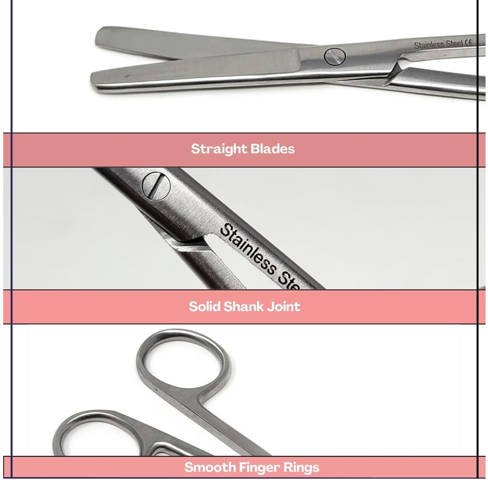 HIGH Grade AUTOCLAVABLE PACIFATED Stainless Steel Dissecting Operating Scissors 5.5" Blunt Blunt Straight (HTI BRAND) — Amazon image 4