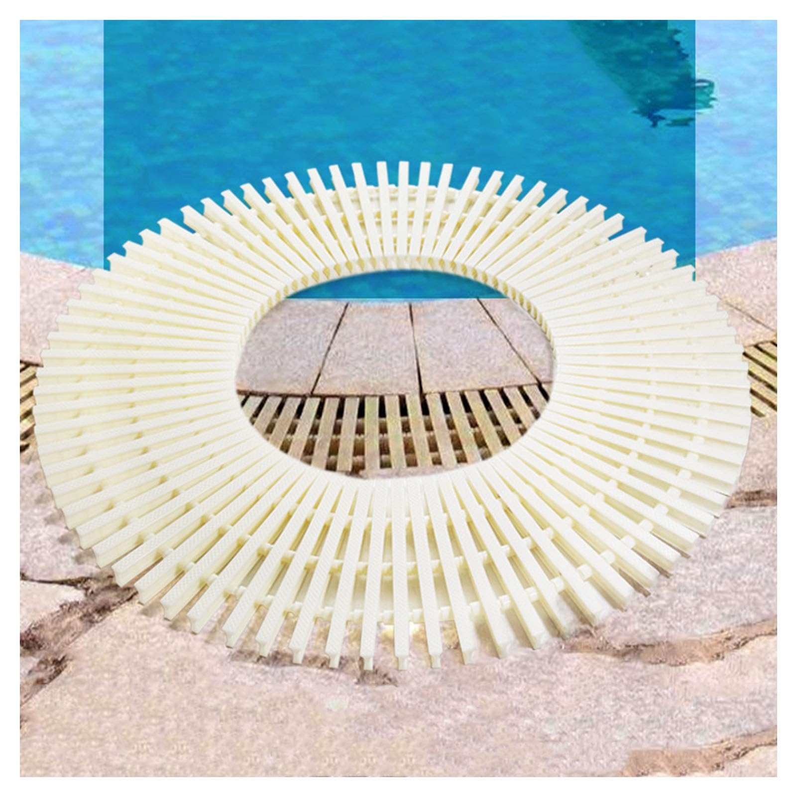 WQPMNYG 4 Pack Pool Drainage Grate - 15x100CM ABS Plastic Overflow Filter Mats, Indoor/Outdoor Drain Guard for Clog Prevention & Debris Filtration, Essential for Clean Pools