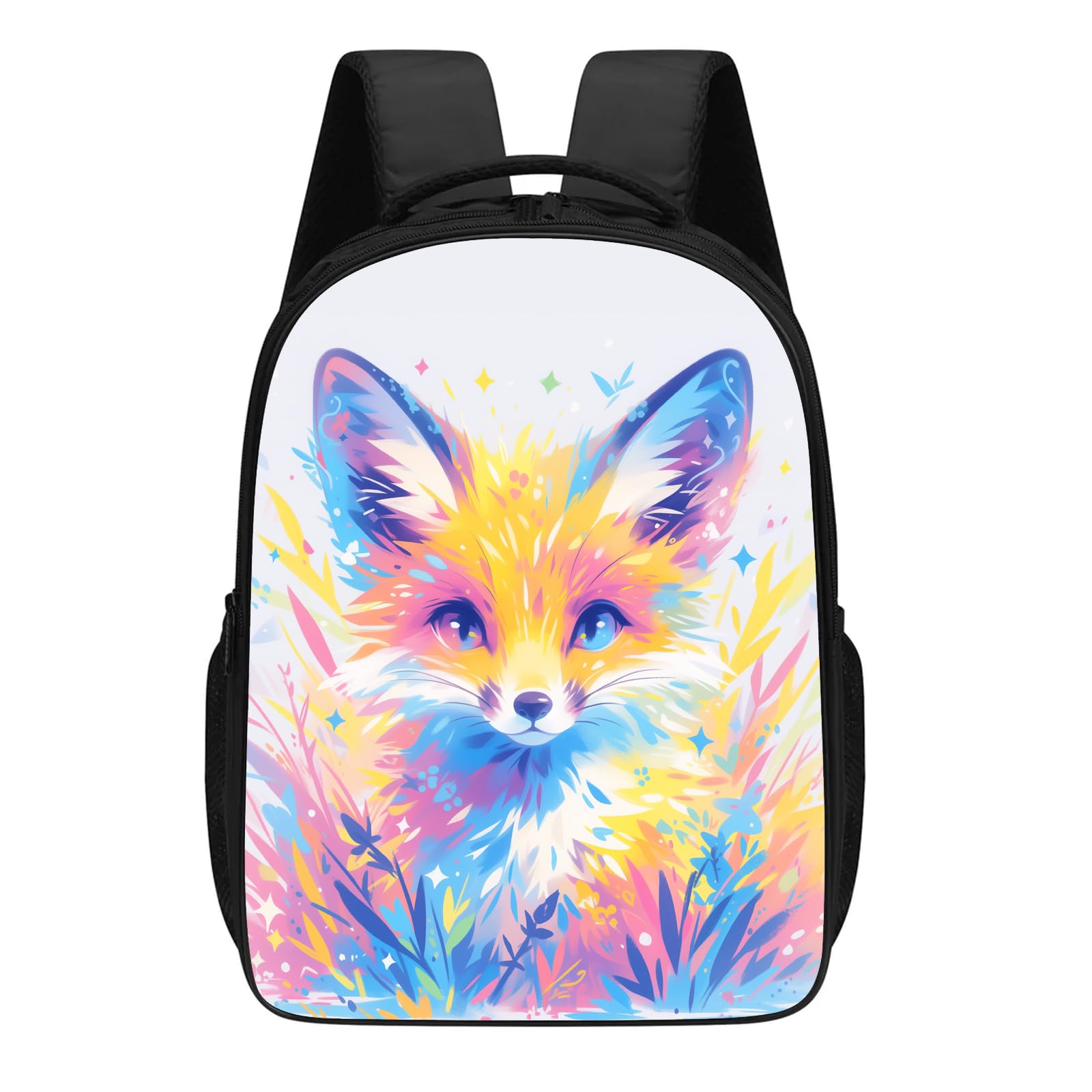 KOYI Fox Backpack, Cute Fox Animal Backpack for Kids, 16 Inch Kids Backpacks for Kindergarten & Elementary School Boys & Girls, Blue Pink Orange