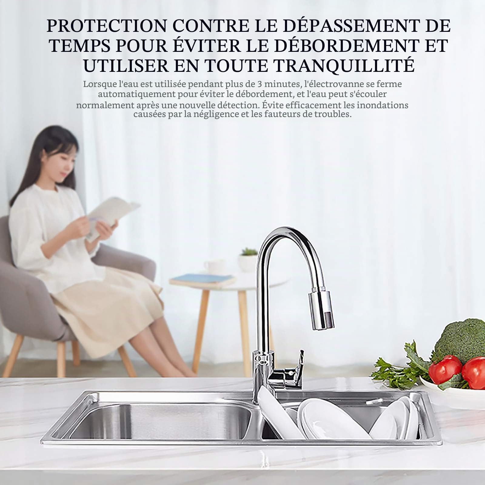 Robinet automatique avec capteur, chargeur USB smart sans contact, adaptateur d’économie d’eau convient pour buse de robinet M22/M24