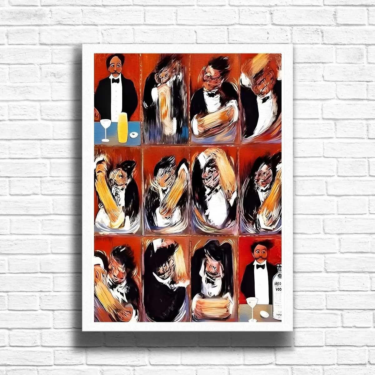 Guy Buffet The Making Of Perfect Martini Poster, Vintage Poster Wall Art Decor, Bar, Kitchen, Dining Room, A4 and A3 size options. Framed or only print options (A4 Framed (White))