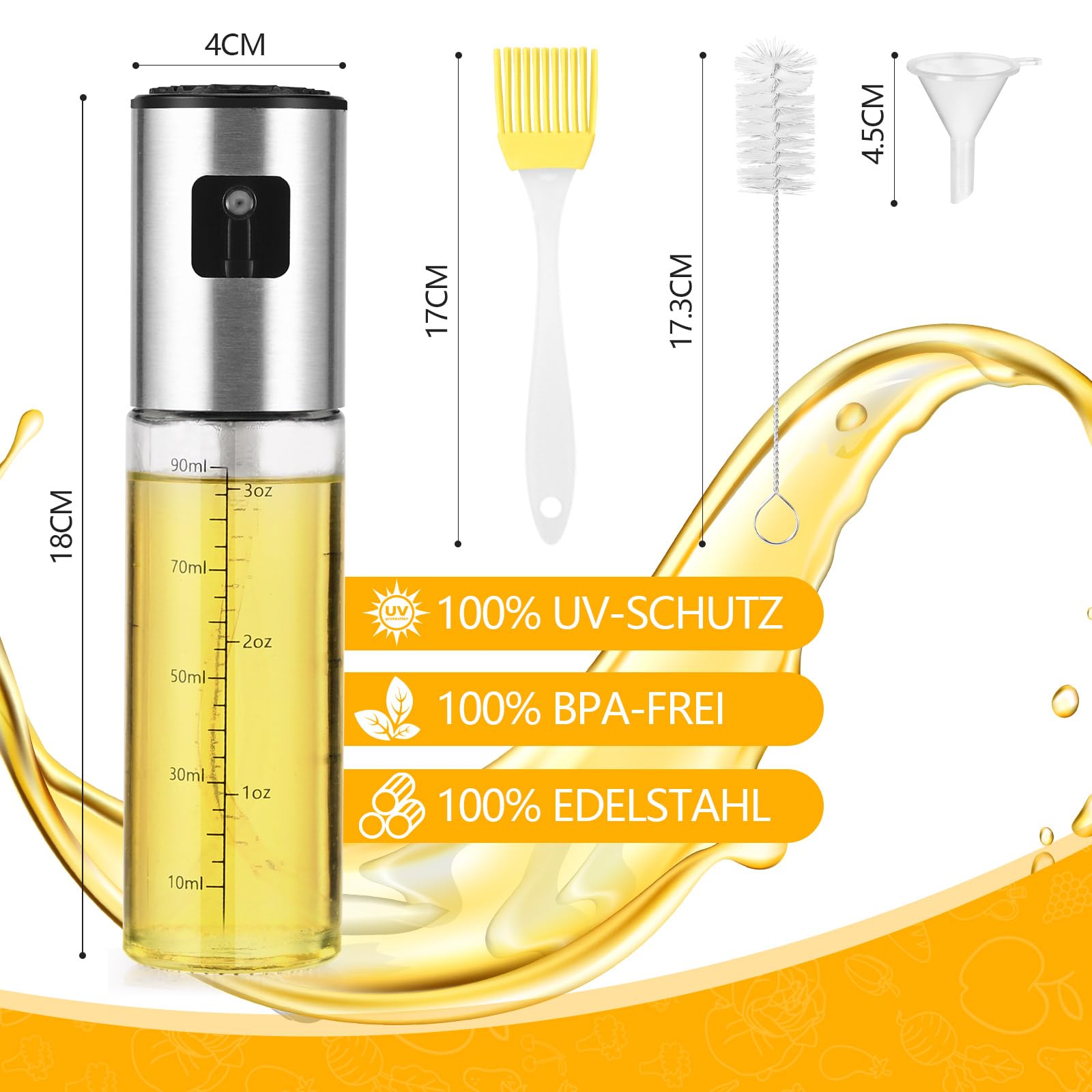 2 Spruzzatori Per Olio Da Cucina - In Vetro E Acciaio - 100 Ml - Precisione E Controllo Del Flusso - Foto 6