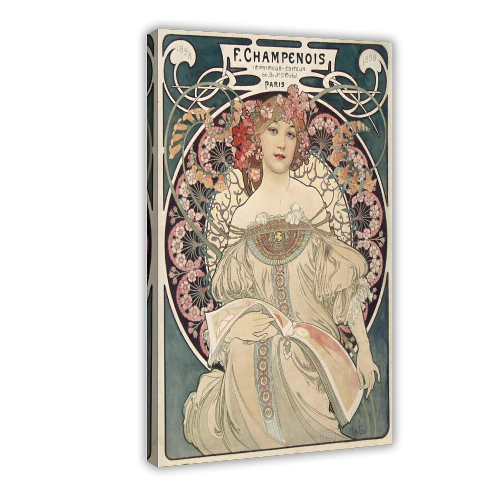 Reverie by Alphonse Mucha Poster for Room Aesthetics Canvas Wall Art Poster And Print Frame 12x18inch