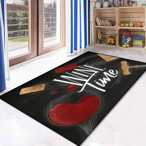 Miniatura 4 de Alfombra de dibujo con botella ilustrada de vino con letras de vino, sacacorchos de vidrio, alfombra de dibujo, alfombra de patio al aire libre,