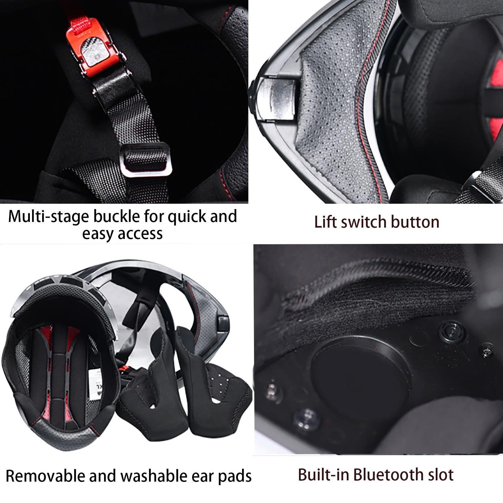Modułowy Kask Motocyklowy, Kask Pełnotwarzowy Flip-Up Zatwierdzony przez DOT, Kasks Wyścigowy do Motocykli Drogowych, z Podwójnym Wizjerem, dla Dorosłych, Mężczyzn i Kobiet