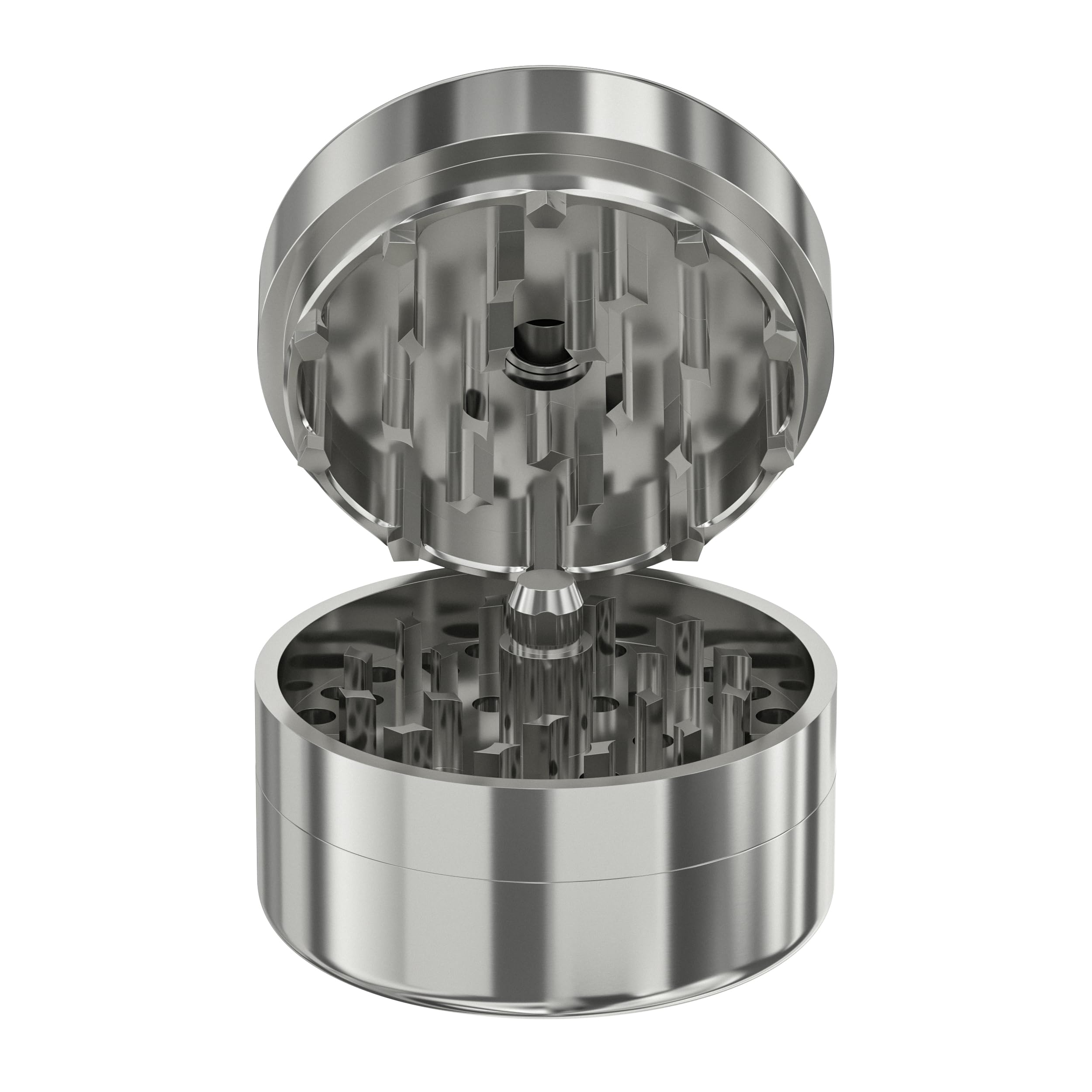Grinder in acciaio inox 62 mm – Grinder di precisione Premium con cuscinetto a sfera, chiusura magnetica, antiruggine, durevole, macina erbe e spezie con spazzola, raschietto e scatola