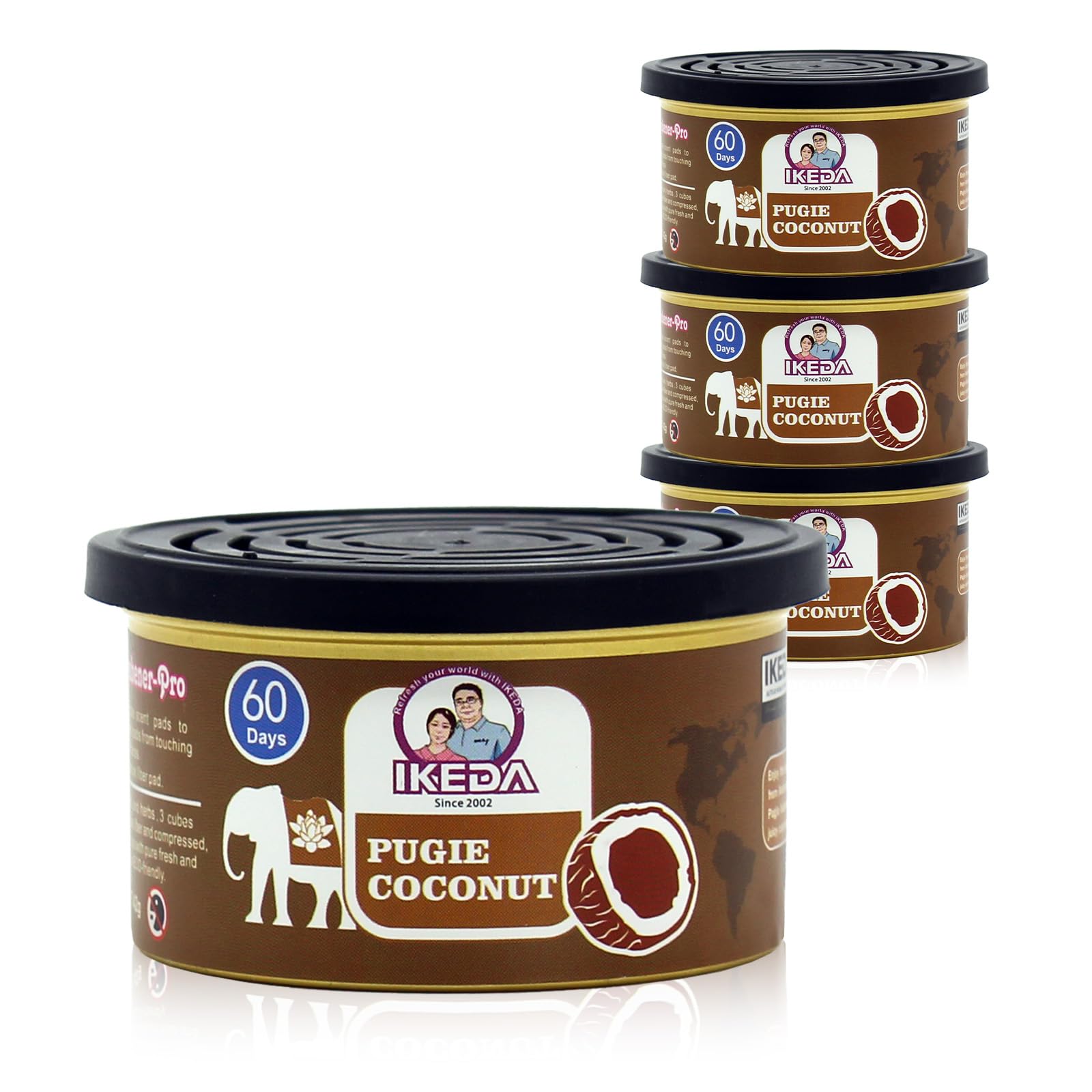 Ikeda Autoduft | Auto Duft Innenraum | Car Scents | Lufterfrischer Auto | Autoduft Dose | Geschenke FüR Frauen MäNner | Innenraum Deko Duftspender im Taxi, Büro, Auto & Zuhause,4er Pack, Kokosnuss