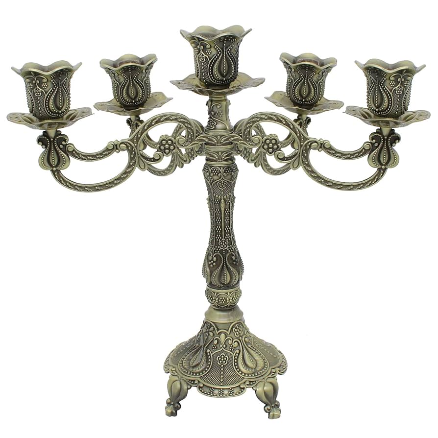 ◼️美品◼️ ブロンズ燭台,高さ32cmの金属製キャンドルホルダー,結婚式,5個 Amazon.co.jp: Dorlotou 金属製燭台 5本キャンドル 高さ10.1