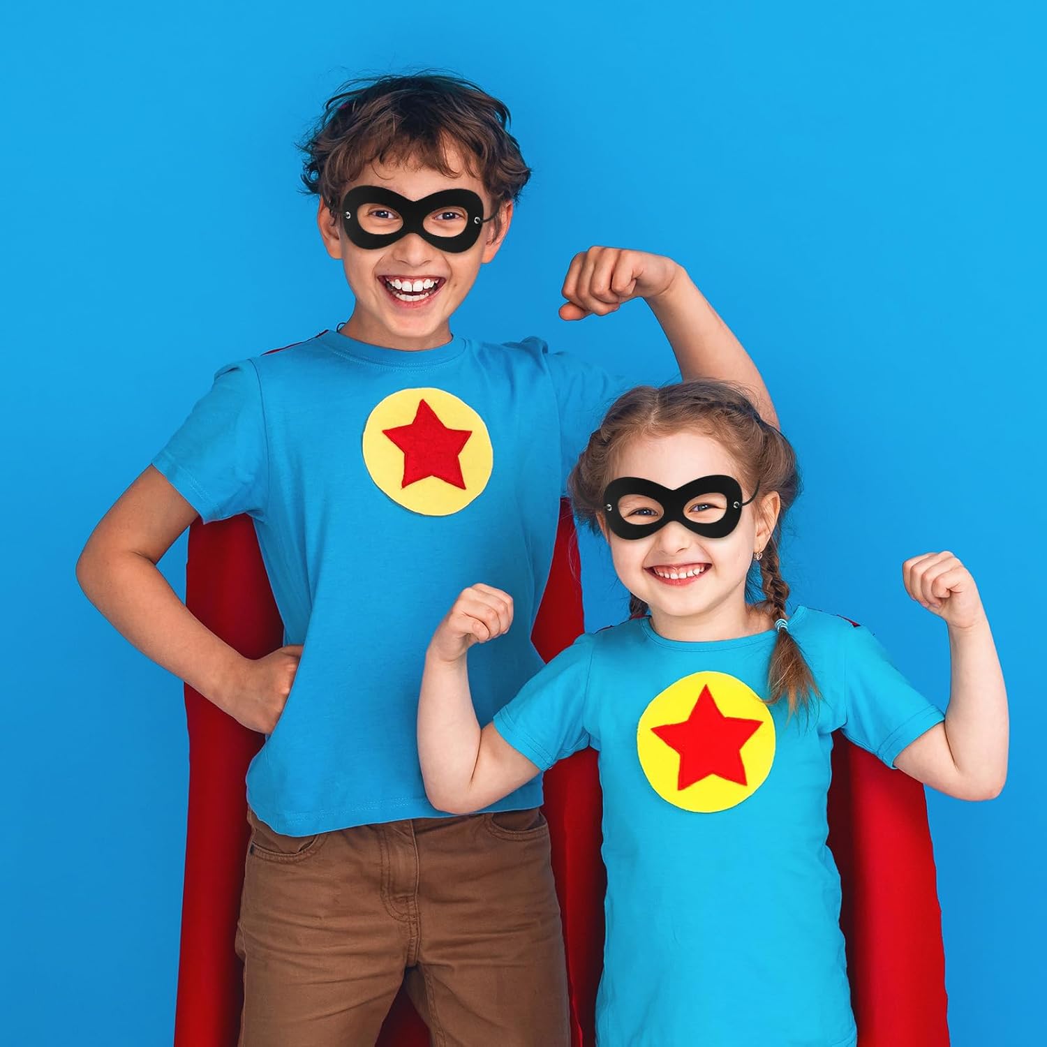 4PCS Black Felt Superhero Masks, Adjustable Elastic Rope Half Eye Mask for Adults & Kids - Image 4