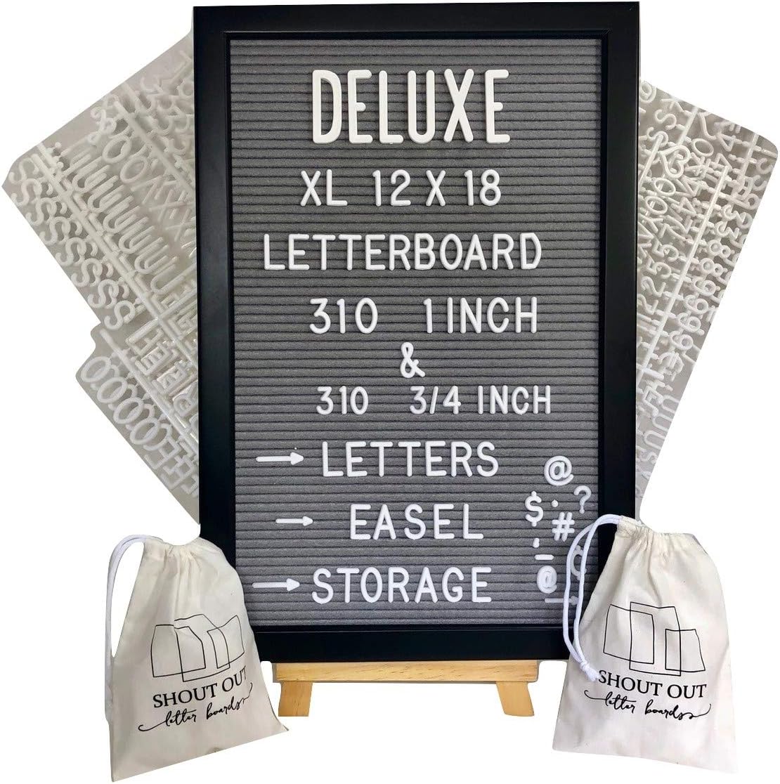 Felt Letter Board Black Frame Grey Felt Easel Stand
