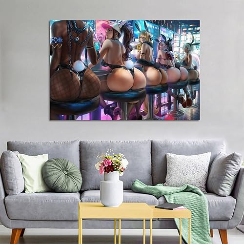 Vista 5 de Butt Bunny Anime Chicas Escote Mallas Tacones Leotardo Póster Pintura Decorativa Lienzo Arte de Pared Pósteres de Sala de Estar Pintura