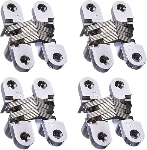 Paquete de 4 bisagras ocultas invisibles para puerta de gabinete, bisagra de puerta oculta de aleación de zinc bisagras oscilantes de 180 grados