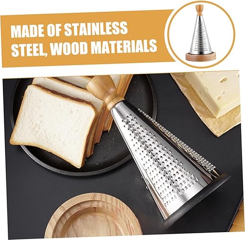 Miniatura 5 de Uonlytech Multifunctional Kitchen Cheese Grater with Wood Handle Stainless Steel Three-sided Design Stable Stand for Home Restaurant Vegetable