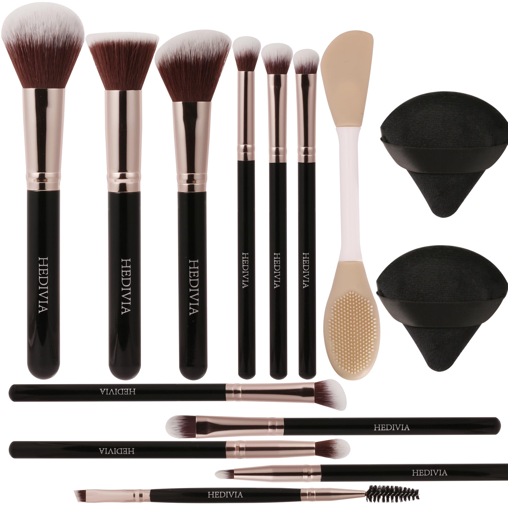 Black Makeup Brush Set - 14 Pcs Professional -1