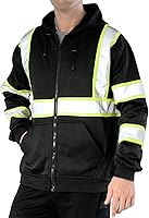 Vista 82 de sesafety Sudadera de seguridad de alta visibilidad para hombre, sudadera con capucha reflectante con cremallera clase 3, sudadera con capucha