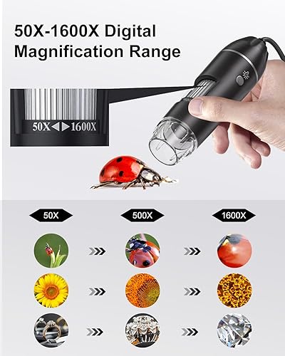 Miniatura 4 de Aopick Microscopio de la cámara, microscopio digital de la moneda para adultos y niños - Microscopio con 8 LED, compatible con iPhone y Andorid