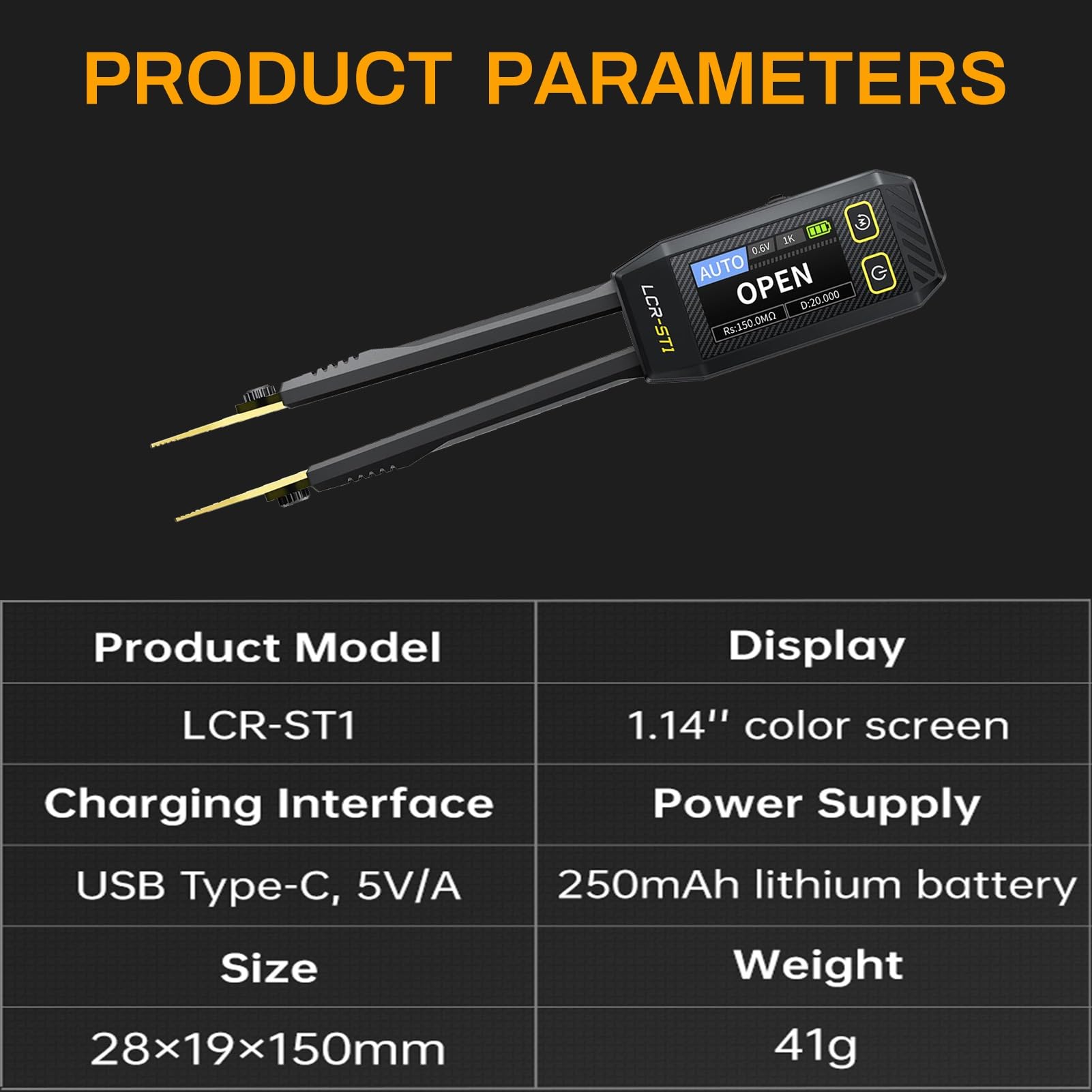 DEWIN LCR Medidor Smart Bridge Tweezer,10KHz LCR Meter Tweezer Mini Smart SMD Tester LCR Medidor Resistencia Inductancia Capacidad Prueba de Componentes