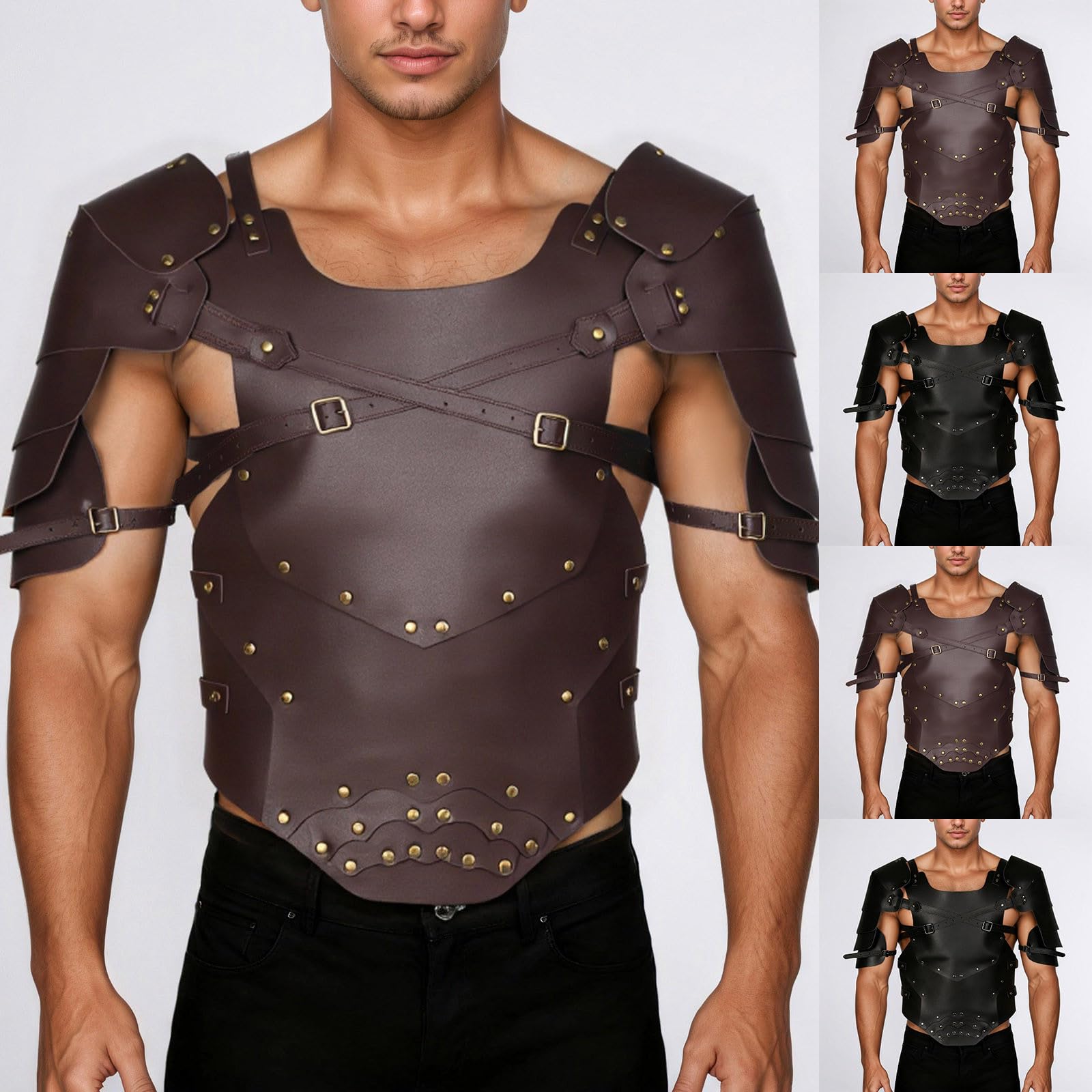 Steampunk medievale tuta pettorale regolabile in pelle retrò armatura spalla cavaliere pettorale gilet per giochi di ruolo e spettacoli sul palcoscenico cosplay cavaliere tuta da combattimento