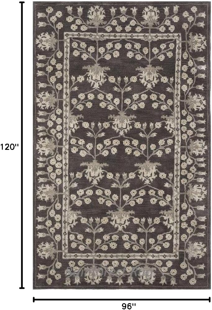 New Kennedy Handmade Tufted 100% Woolen Area Rugs & Carpet Bedroom Living Room Dinning Room Luxury Home Office (Charcoal, 8x10 Feet)