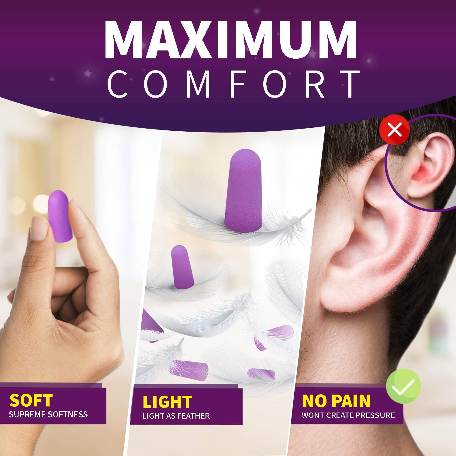 Soft Foam Ear Plugs – 70 Pairs - Noise Cancelling Earplugs 32 dB NRR-for Noise Reduction, Hearing Protection, Aluminum Carry Case - for Sleeping, Travel, Concerts, Shooting, Study, Work.: Health & Personal Care