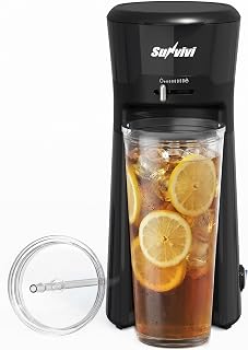 Iced Tea Maker Machine with 20OZ Pitcher, Cold Brew Coffee Maker with Reusable Filter, Strength Control for Flavor, Compact Single Serve Machine for Grounds/Tea for Home & Office, Black