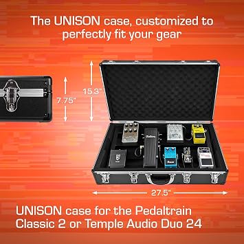 Analog Cases Pedaltrain Classic 2 / Classic 1 / Temple Audio Duo 24 Case - Ultra-Lightweight Unison Hard Case | Ultra-Lightweight and Durable Aluminum Case, Die-Cut Foam Padded Interior With Cable Storage Space, Comfortable Padded Handle