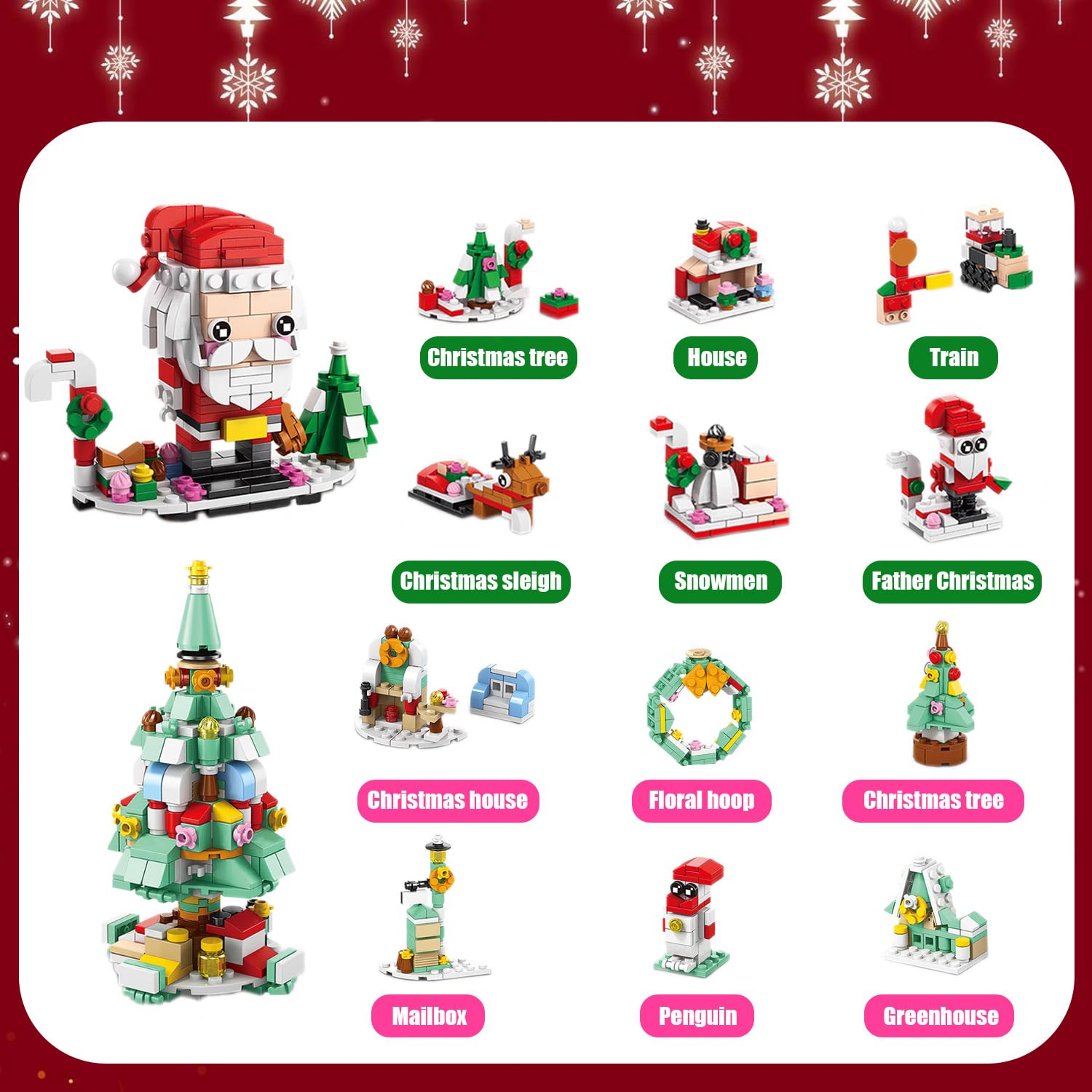 Advent Calendar 2024 Kids, Building Blocks 24 Days Christmas Countdown ...
