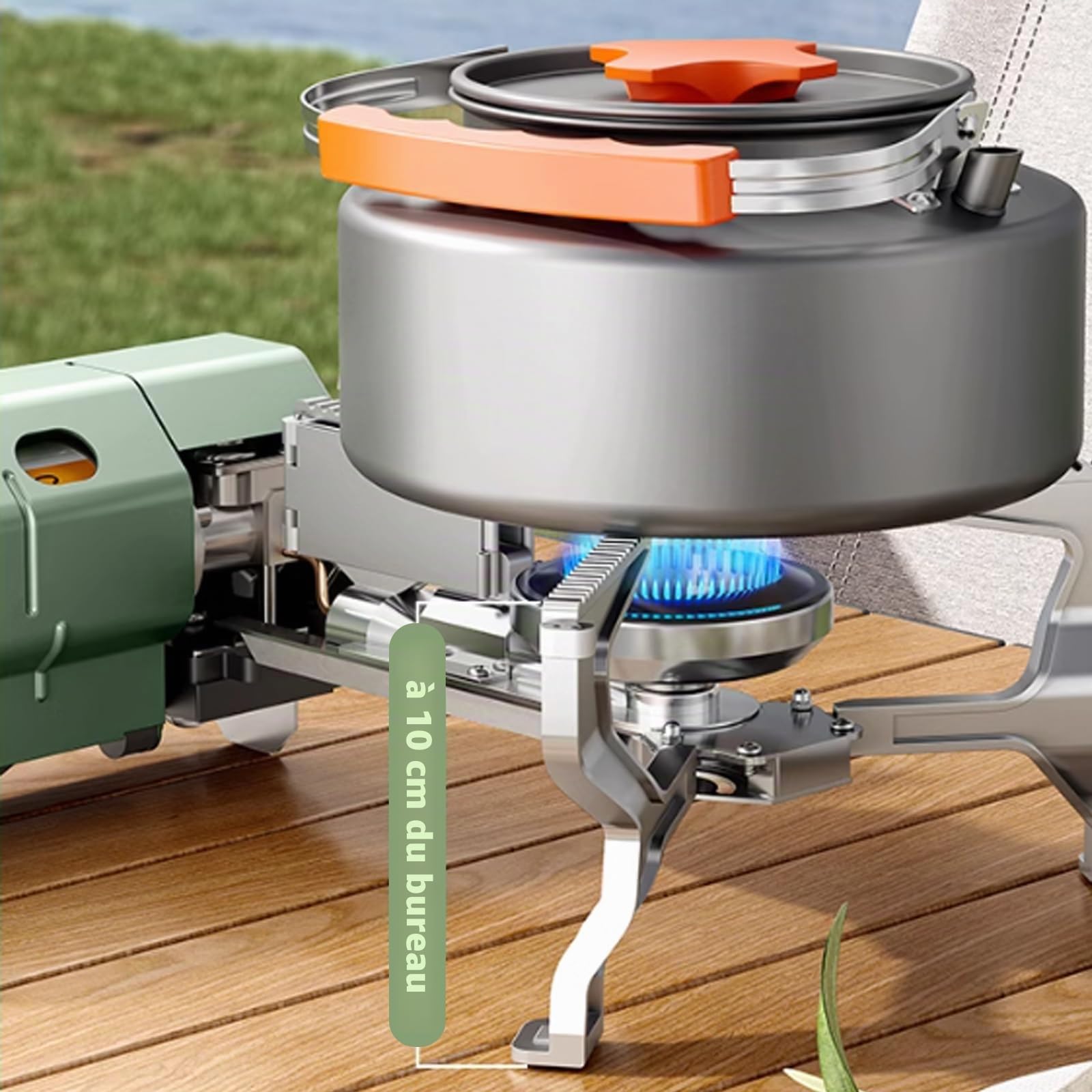 Réchaud Camping, Réchaud à Gaz Camping Pliable Cuisinière à Gaz Portable D'extérieur Cuisinière à Gaz Avec Allumage Piézo Avec Pare-Brise Pliable En Aluminium Pour Camping(Sans Cartouches Gaz)