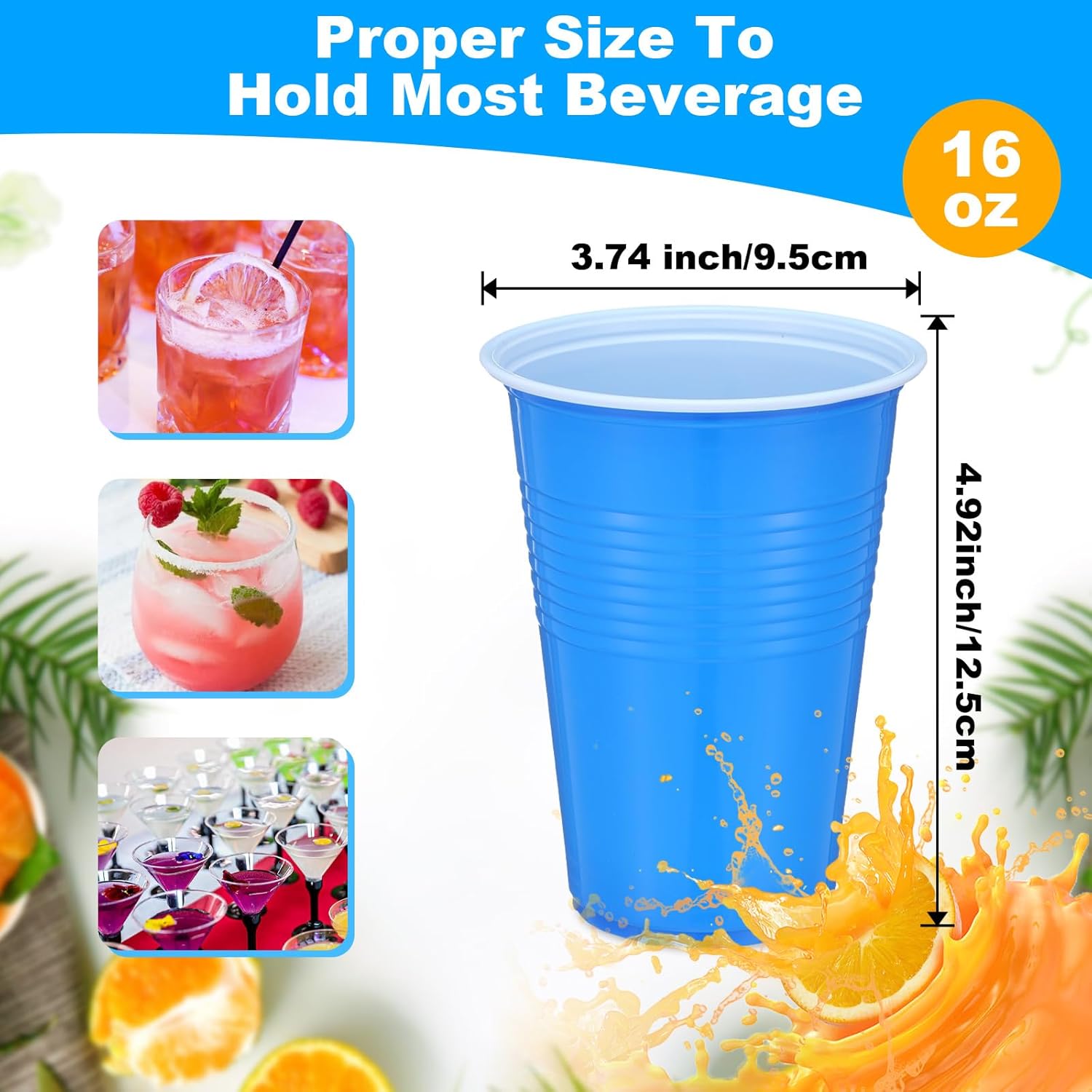 100 Pcs Colored Plastic Cups 16 oz Disposable Cup Bulk Assorted Drinking-Cups Multicolor for Everyday Use Birthday Party Celebration, 5 Colors, Easy Grip - Image 2