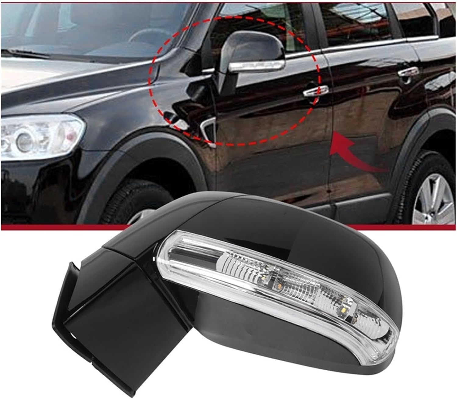 Car Door Wing Rear View Mirror Assembly Compatible For Chevrolet For Captiva 2008-2017(Black Left) (Black Right)