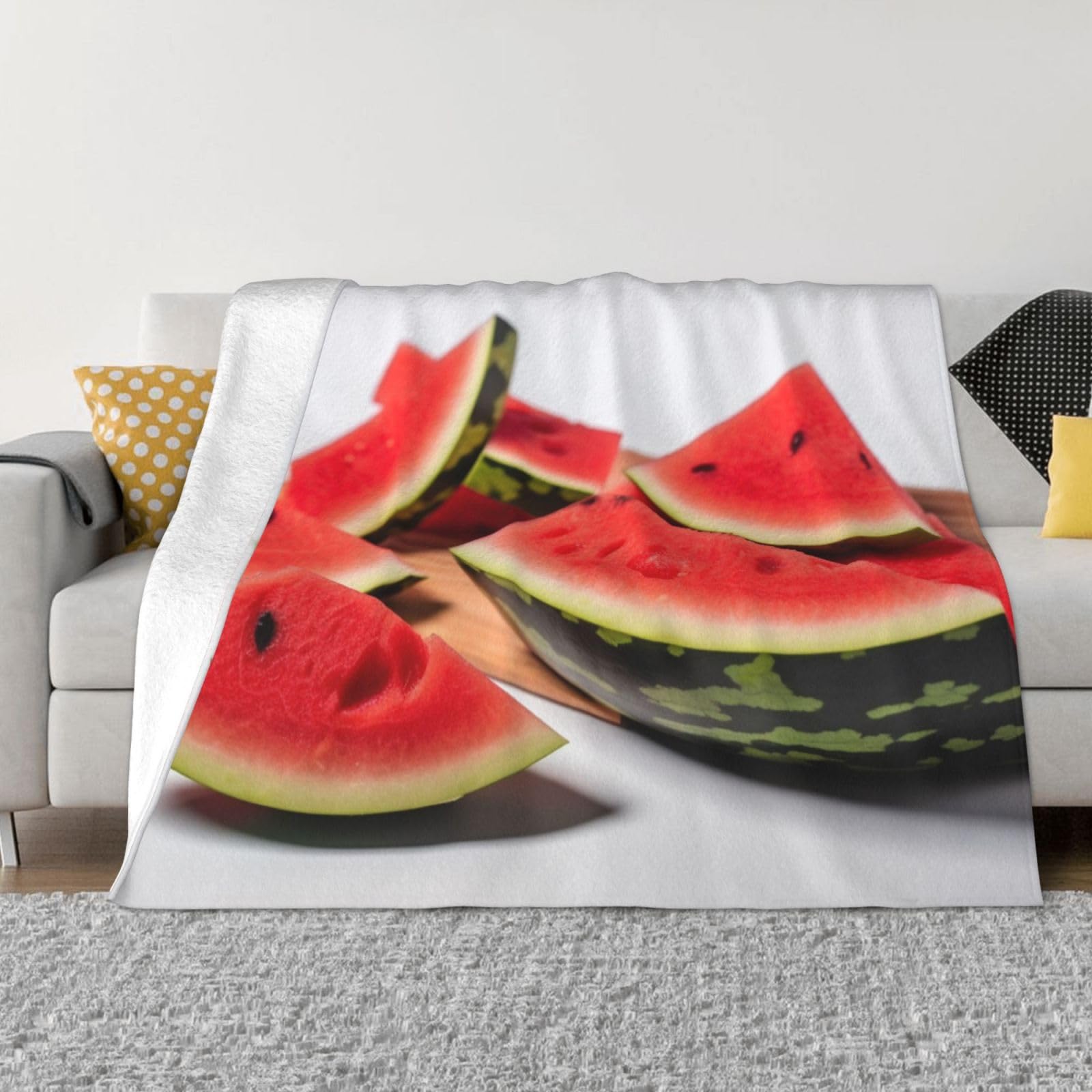 Plaid flanelle pastèque pour des soirées cocooning confortables sur le canapé