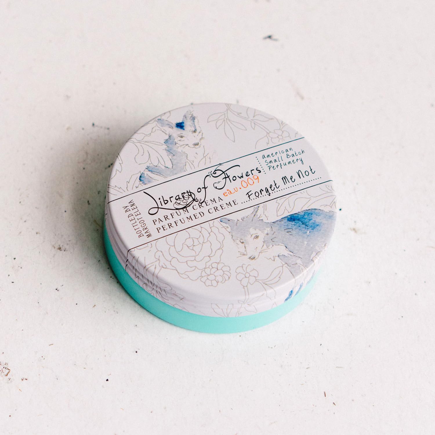 Library of Flowers Forget Me Not Parfum Crema, 2.5 oz., Osmanthus, Rice Powder & White Orchid Scented Women's Solid Perfume, Long Lasting Fragranced Body Lotion