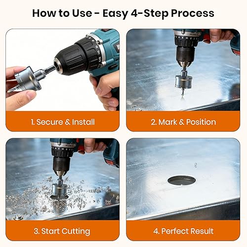 Miniatura 6 de Broca de sierra perforadora de metal resistente de 2-58 pulgadas con broca piloto HSS, cortador de agujeros de punta dura para placa de acero