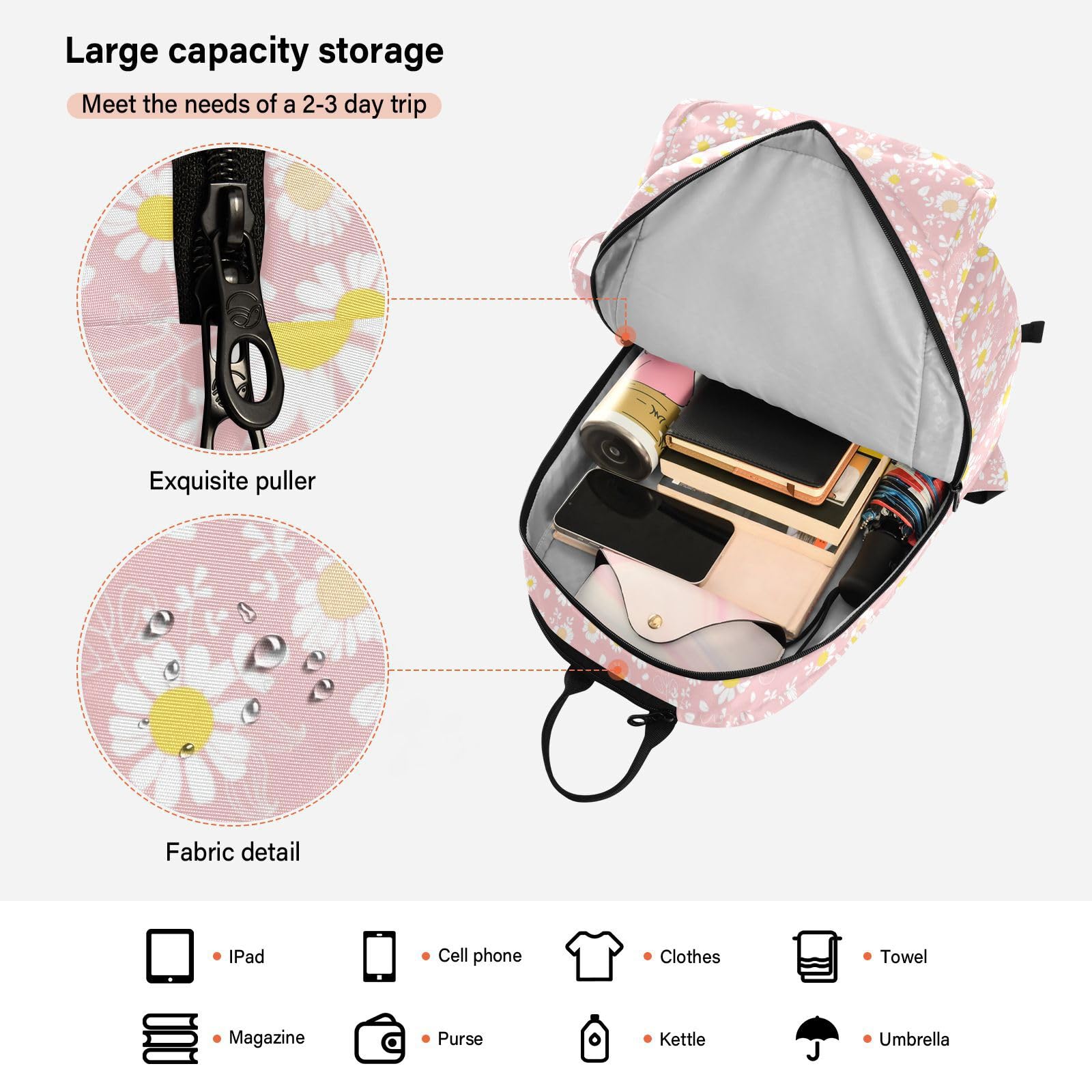 junzan Bolsa de tenis para mujeres y hombres, bonita funda resistente para raquetas de tenis con capacidad para 2 raquetas para mujeres, hombres, adolescentes, margaritas vintage