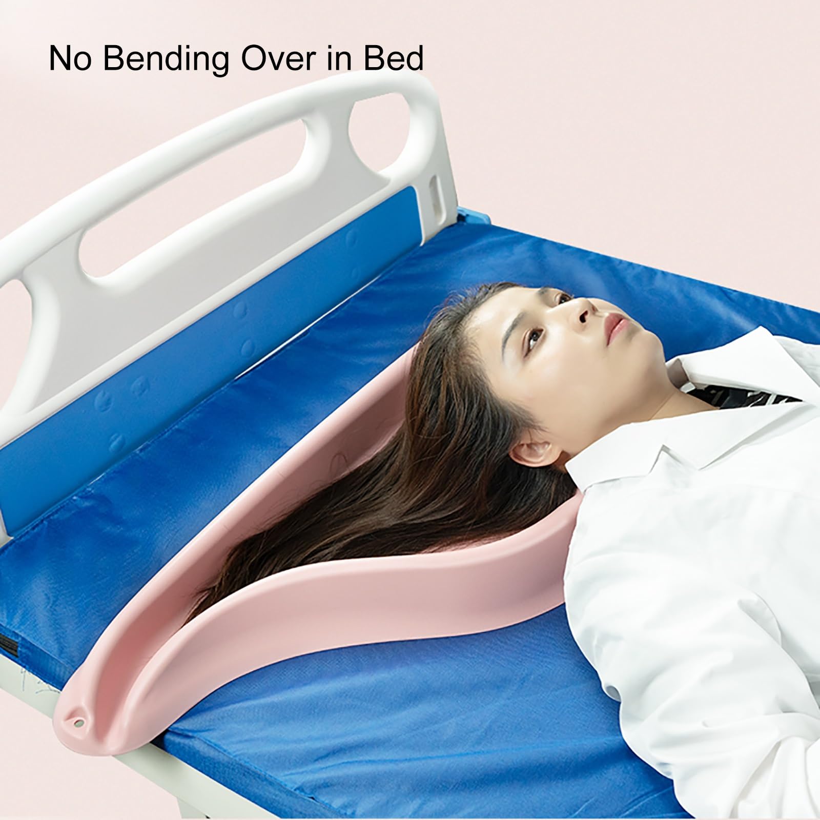 Lavatesta Medical Easy Bed, Lavatesta per Disabili, Donne Incinte, Anziani, Bambini, Lavare i Capelli a Letto(Pink)