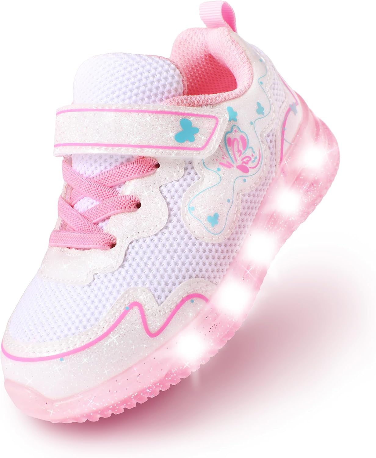ZKA Toddler Light Up Shoes for Girls Boys Size 5 to Size 13 Sparkle Walking Running Tennis Casual Fashion Sport