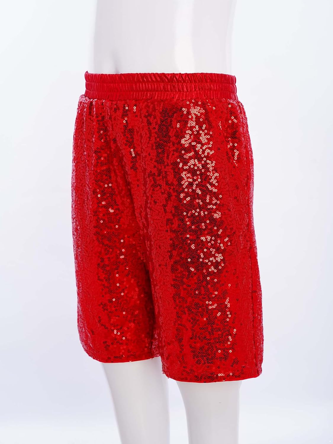 Loyan Boys Sequins Performance Bottoms Elastic Waist Hip Hop Dance Shorts with Pockets Sparkle Hot Pants