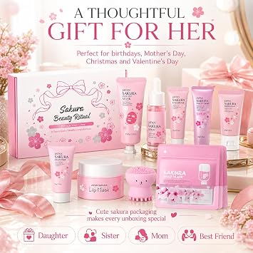 Japan Sakura Skin Care Set For Teen Girls, Skincare For Girls 10-12, Skin Care For Teens 10-12, Japanese Cherry Blossom Skin Care For Kids, Birthday & Mothers Day Gifts 30PCS