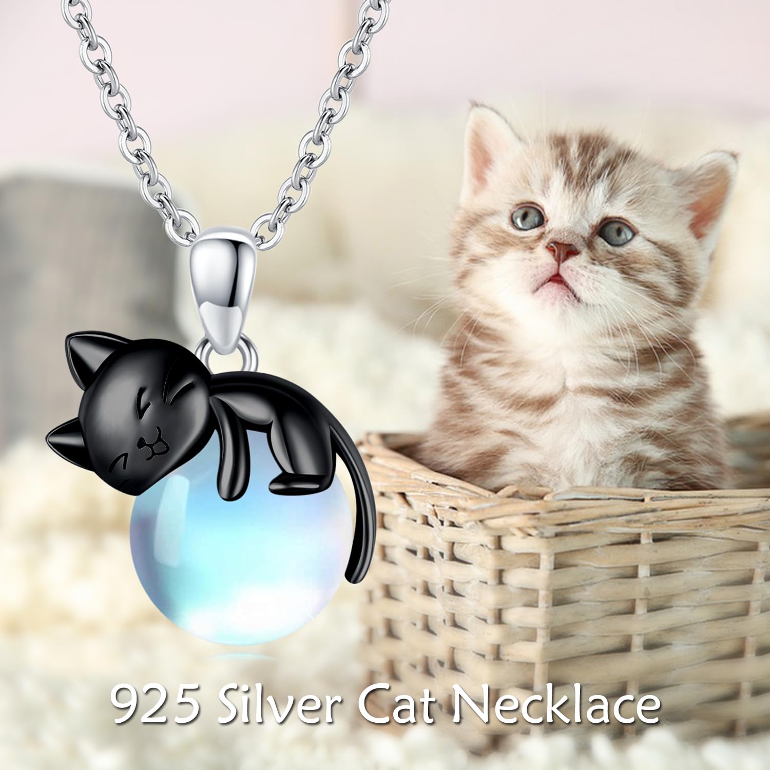 Vadmans Cat Pendant Necklace for Women Sterling Silver Cats Jewellery Gifts for Women Wife Mother