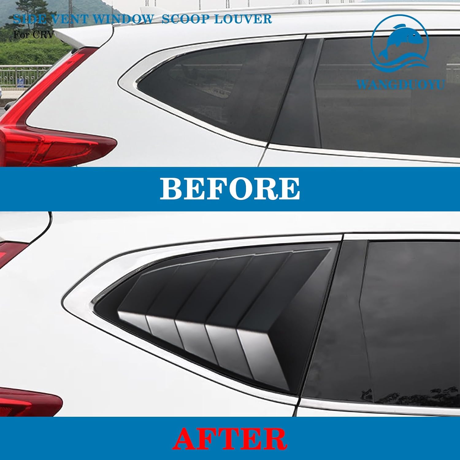 Rear Side Window Louvers Shutter Cover Air Vent Louvers Blinds Trim Compatible with Honda CRV CR-V 2017 2018 2019 2020 2021 2022 (for 2017-2022 CRV, Matte Black)