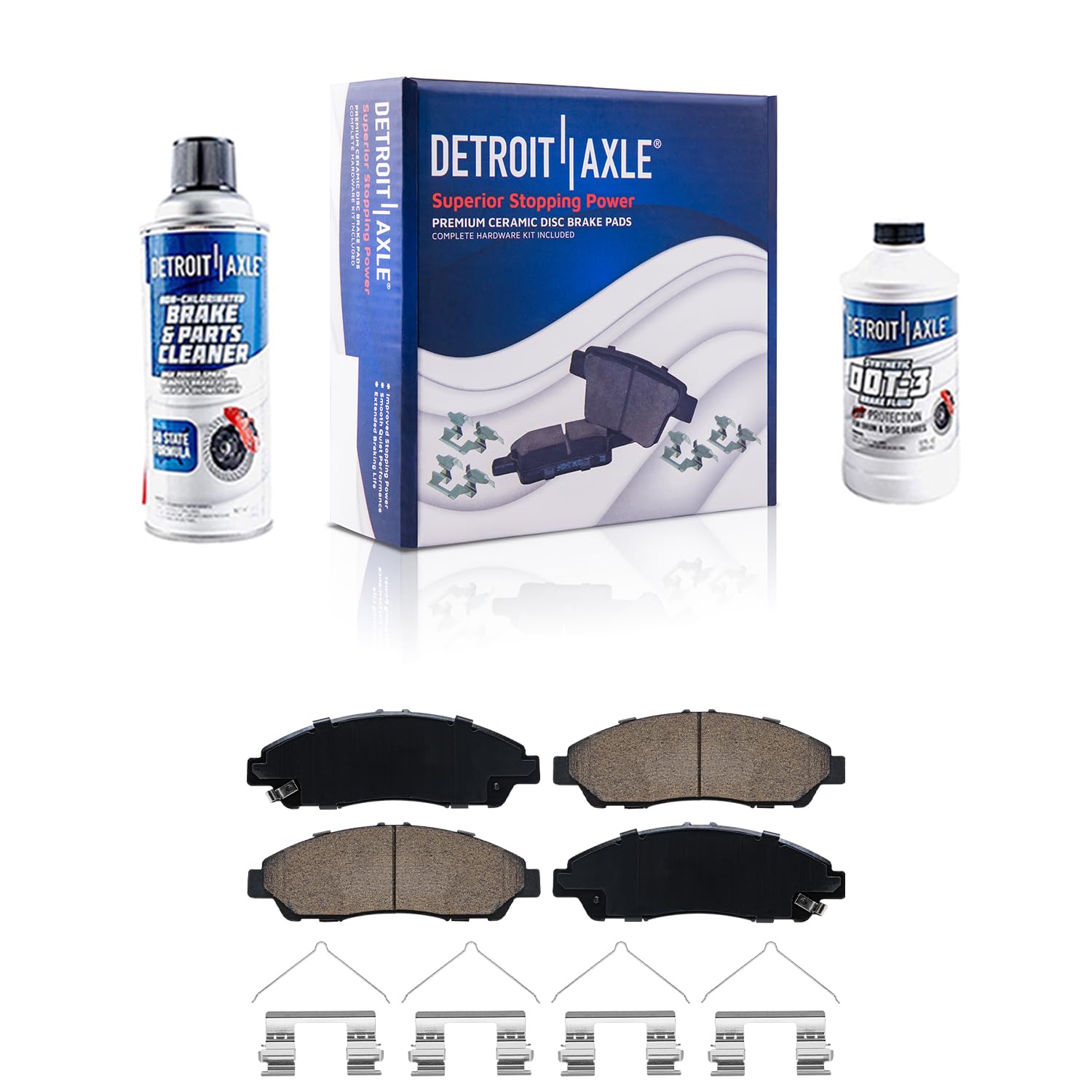 Detroit Axle - Front Ceramic Brake Pads w/Hardware Replacement