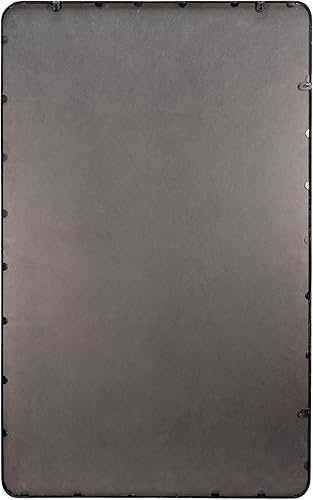 Miniatura 8 de EMMA + OLIVER Afsin - Espejo colgante rectangular de 30 x 40 pulgadas, marco de metal negro, cristal con respaldo plateado, listo para colgar,