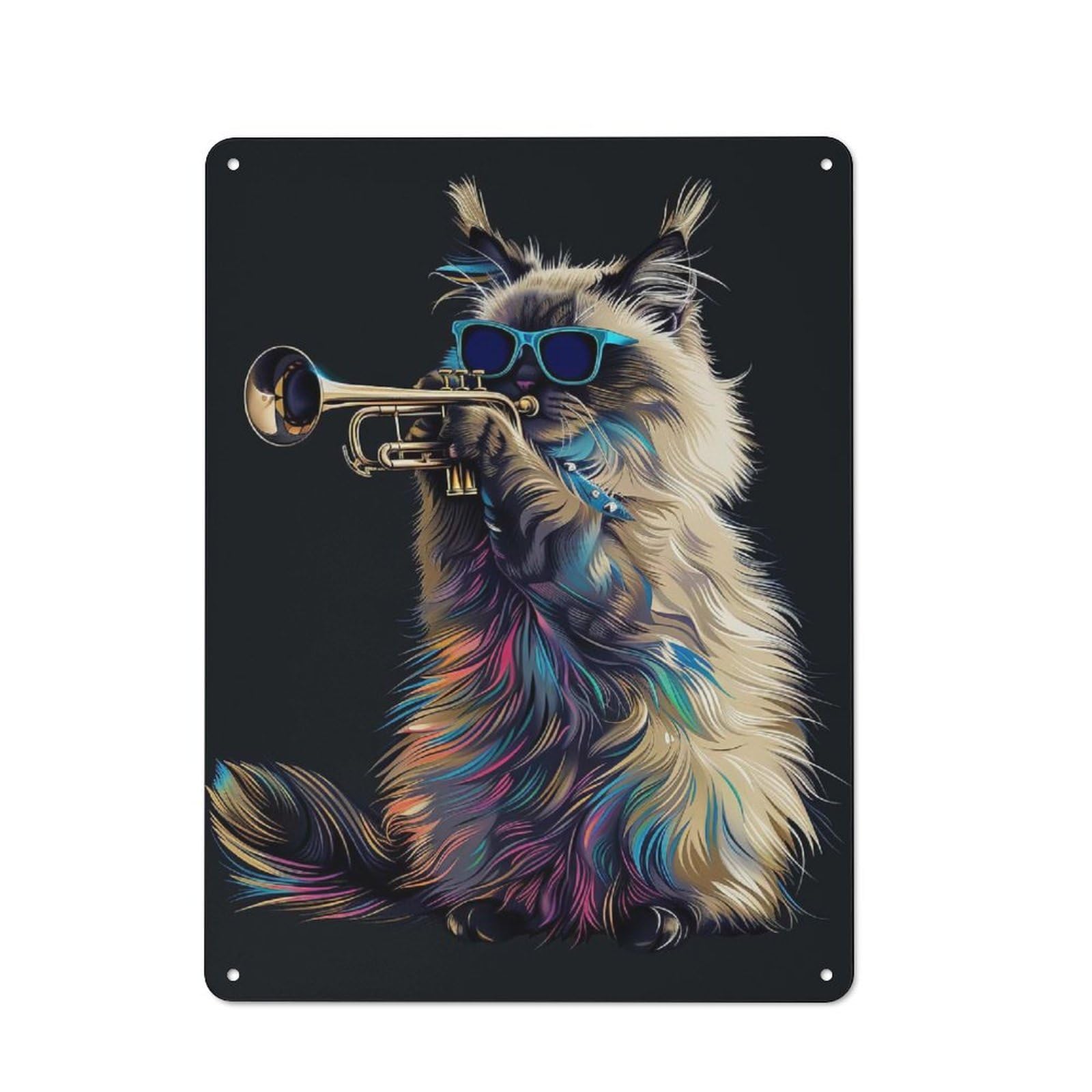 Junmoney Style Tin Wall Plaque 40X30cm With Birman Trumpet For Guest Room Or Hallway, A Decorative Christmas Gift For Home Decor Collectors