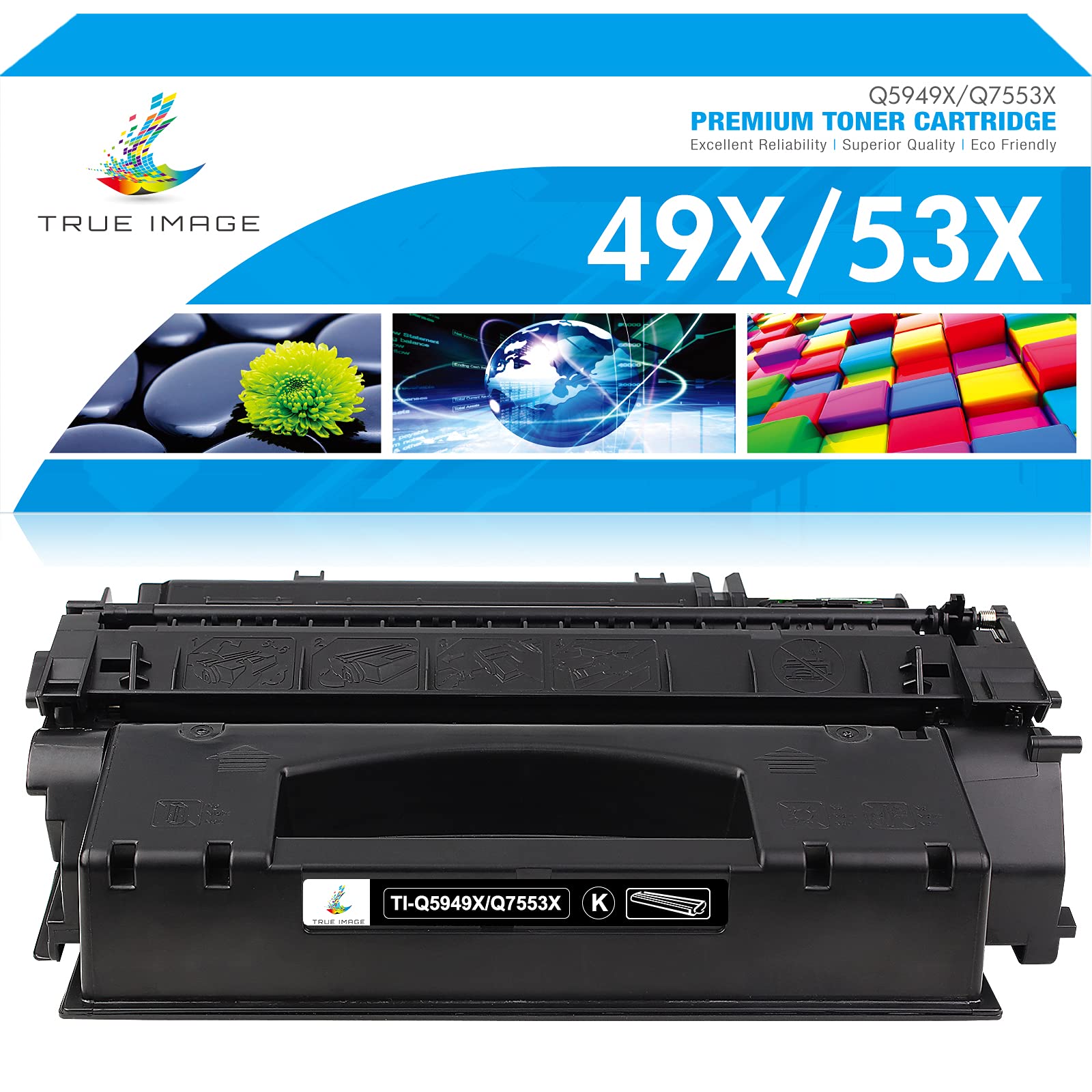 True Image Compatible Toner Cartridge Replacement for HP 49X Q5949X 49A Q5949A 1320 Toner 53X Q7553X HP Laserjet 1320 1320n 1320tn 1160 3390 P2015 P2015dn Toner Cartridge Ink (Black, 1-Pack)