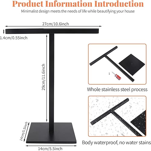 Vista 30 de Toallero de mano de baño, soporte para toallero en forma de T, acero inoxidable SUS304, acabado cepillado, barra de torre para baño, cocina, tocador